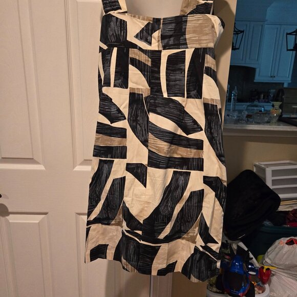 Weekend Max Mara Sleeveless Cotton Printed Geometric Shift Dress Size 12 - Picture 13 of 16